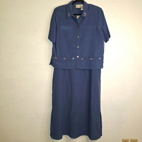 NAPA VALLEY DRESSES 2pc LONG DRESS & JACKET Women's Size L Embroidered Hearts - Picture 1 of 16